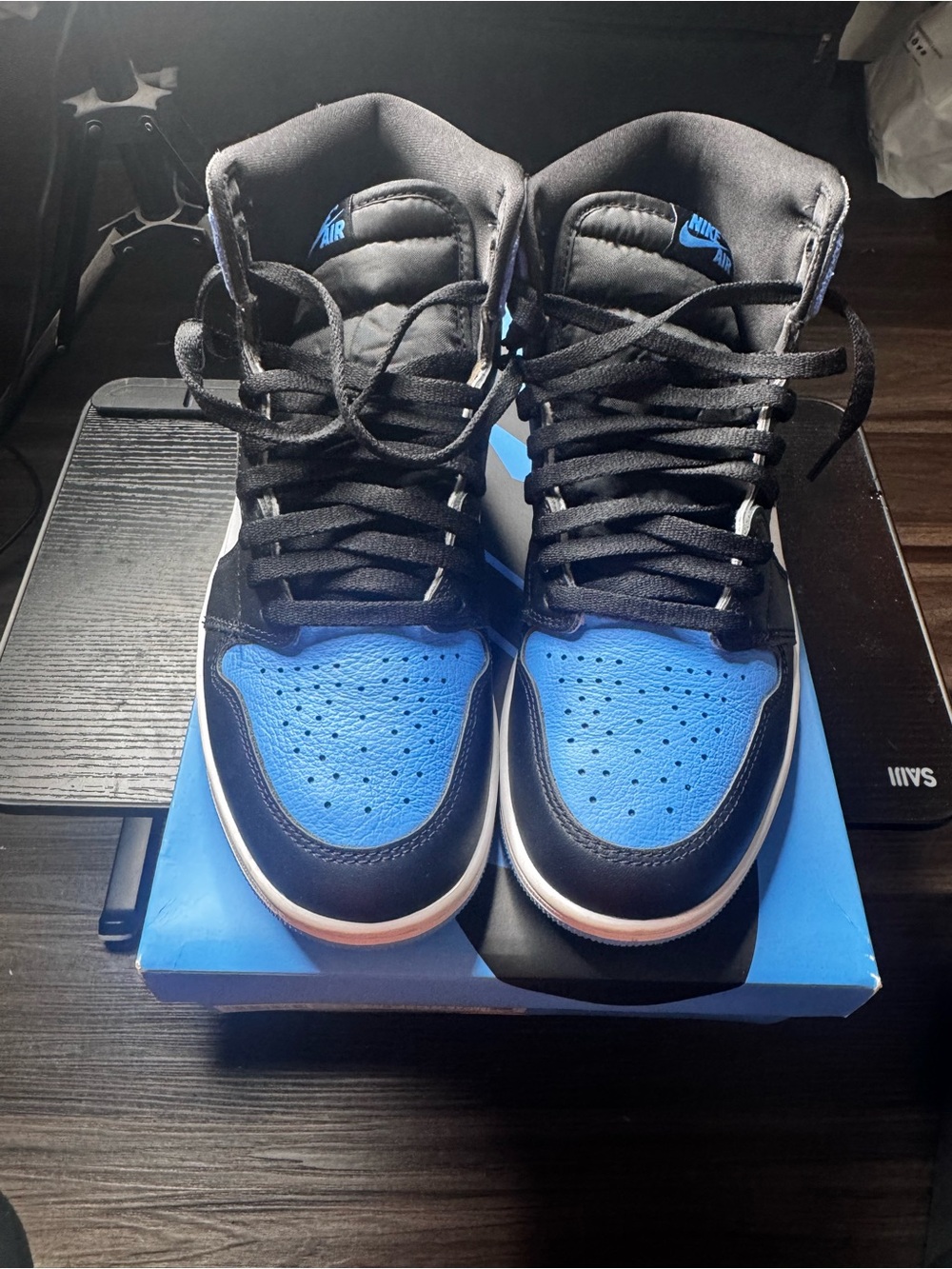 Nike Kids High-Top Sneakers in Black and Blue